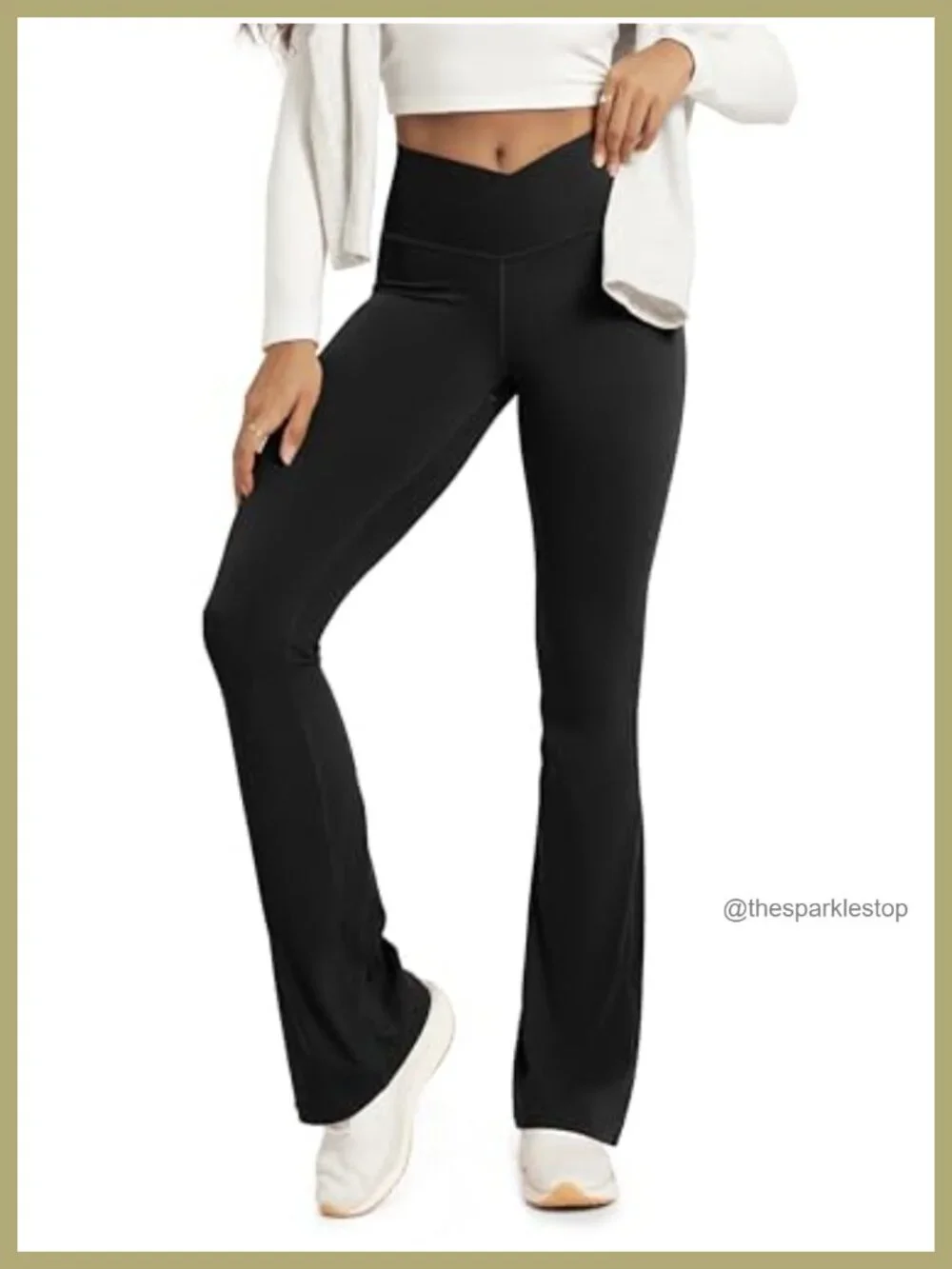 Crossover Flare Leggings Yoga Pants Bootcut with Back Pocket